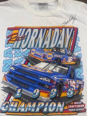Vintage Ron Hornaday Jr Signed NASCAR Truck Series Tee XXL